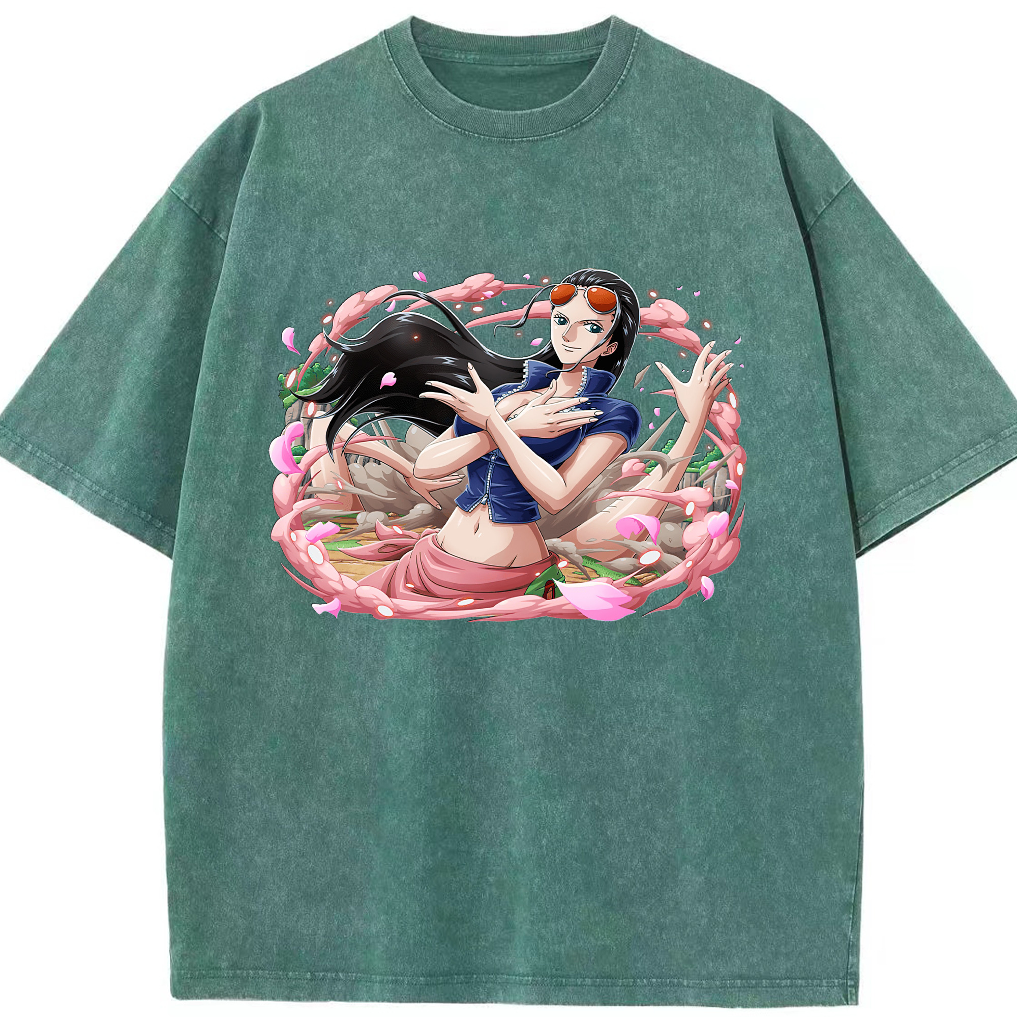 ワンピース ニコ・ロビン ONE PIECE Nico Robin 綿100% ヴィンテージ風 半袖Tシャツ（フロントプリント）